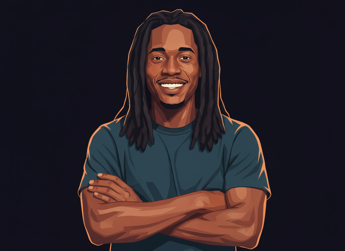 Illustrated portrait of Kunle Ogungbamila